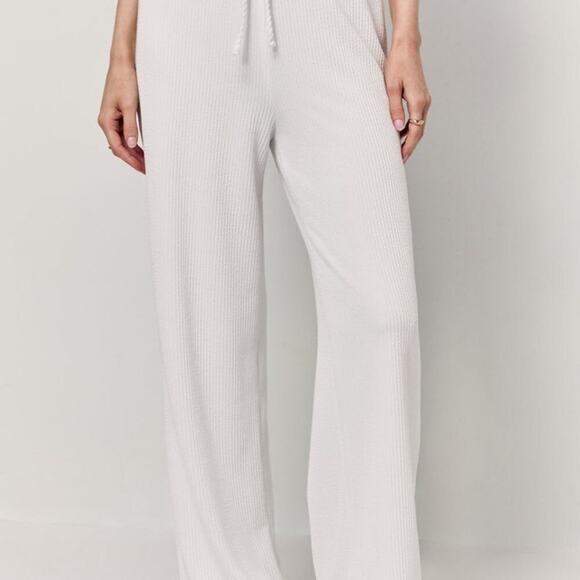 High Rise Rib Knit Wide Leg Sweatpants - Picture 4 of 4